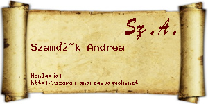 Szamák Andrea névjegykártya